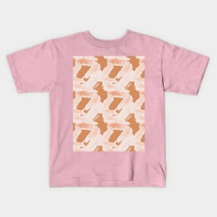 Beige intricate fragments on a brown surface. Kids T-Shirt